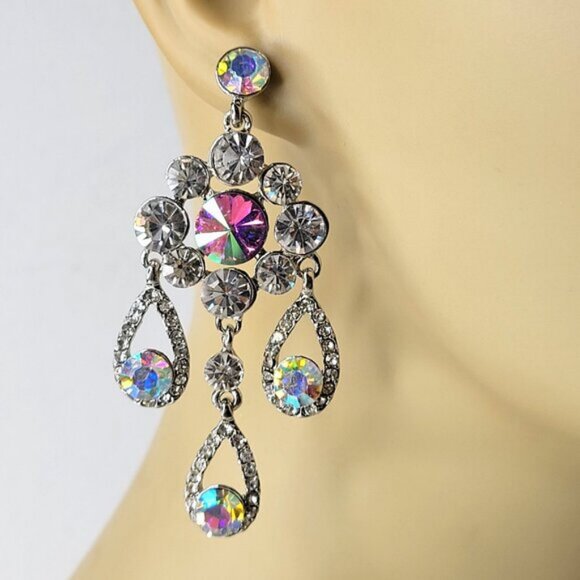 Aurora Borealis Crystal Earrings - Picture 1 of 10